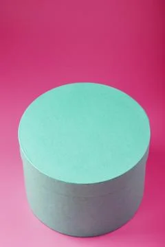 Round Box on pink background for gift. 写真素材