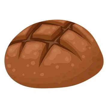 Round bread, bakery icon, fresh rye bread. Vector isolated on a white backg.. Stock Illustration