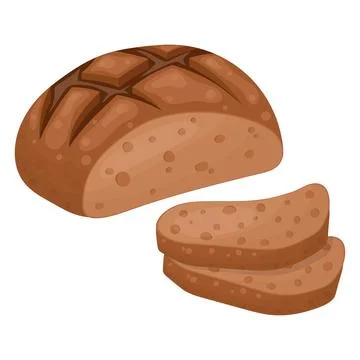 Round bread, bakery icon, fresh rye bread. Vector isolated on a white backg.. Stock Illustration