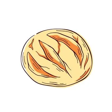 Round Bread logo in line art style. Flat Design for bakery menu. Vector 库存插图