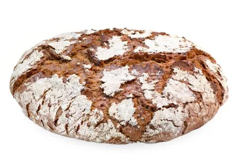 Round bread made of wheat and rye flour, isolated on white background Stock Photos