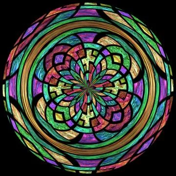 Round bright stained glass pattern Stock Illustration
