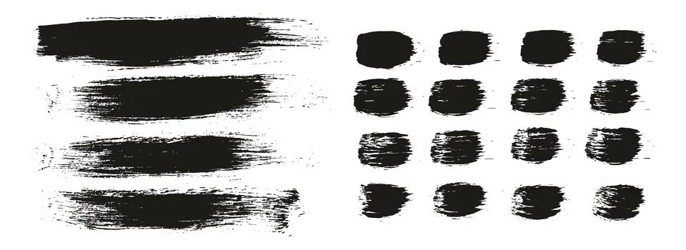 Round Brush Regular Long Background &amp; Straight Lines Mix Artist Brush Set Stock Illustration
