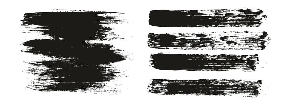 Round Brush Regular Long Background &amp; Straight Lines Mix Artist Brush Set Stock Illustration