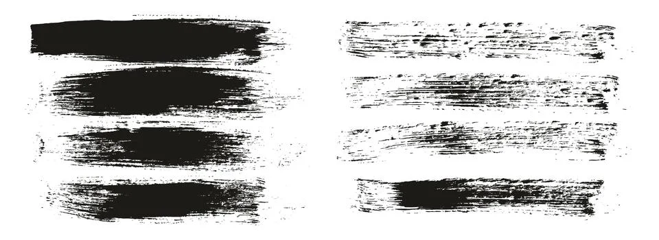Round Brush Regular Long Background &amp; Straight Lines Mix Artist Brush Set Stock-Illustration