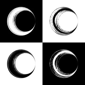 Round brush stroke design elements Illustrazione stock