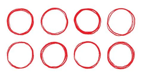 Round brush stroke red stamp vector frame. Hand drawn rough scribble red effect 库存插图