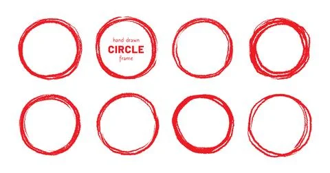 Round brush stroke red stamp vector frame. Hand drawn rough scribble red effect 库存插图