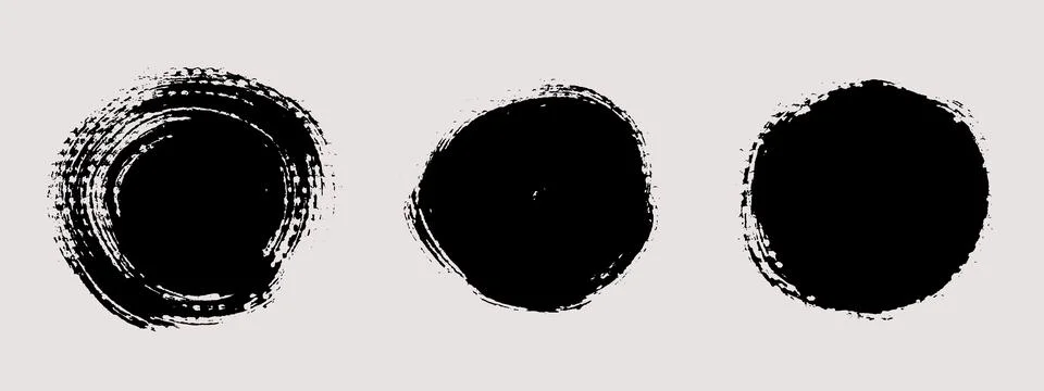 Round brush strokes vector. Circle text boxes Stock Illustration