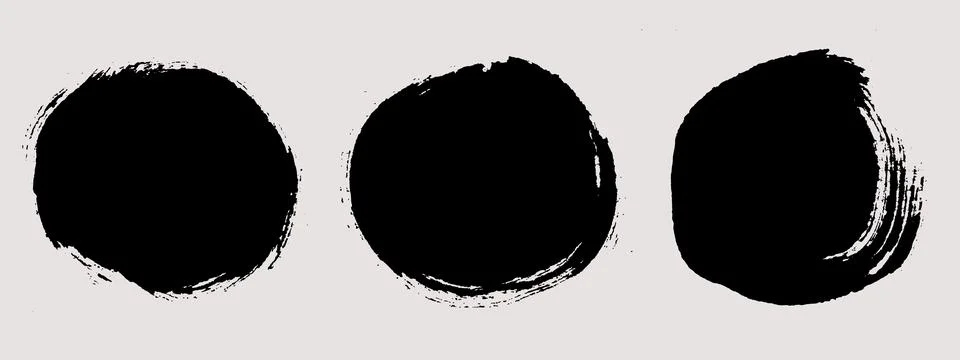 Round brush strokes vector. Circle text boxes Stock Illustration