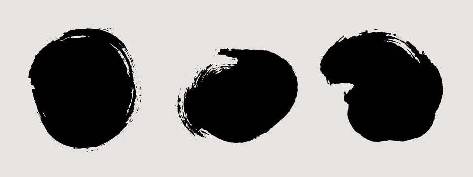 Round brush strokes vector. Circle text boxes Stock Illustration