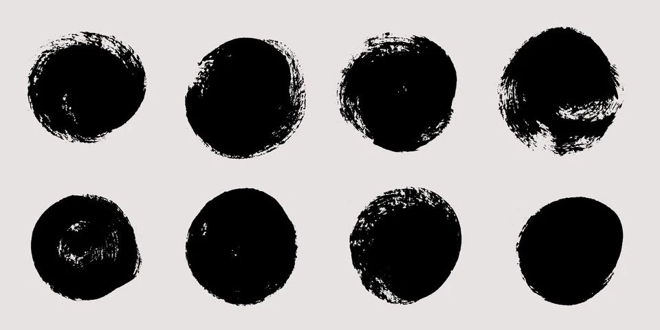 Round brush strokes vector. Painted collection Stock Illustration