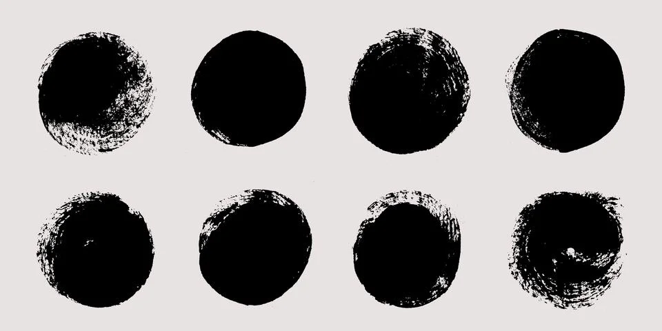 Round brush strokes vector. Painted collection Stock Illustration
