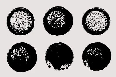 Round brush strokes vector. Painted sponge set Stock Illustration