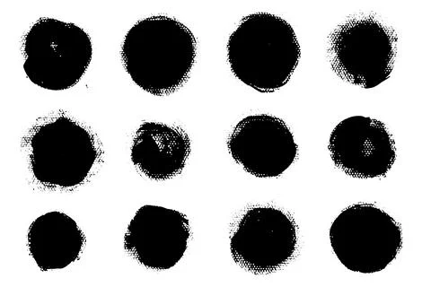 Round brush strokes vector. Set of circle text boxes. Grunge design elements Illustrazione stock