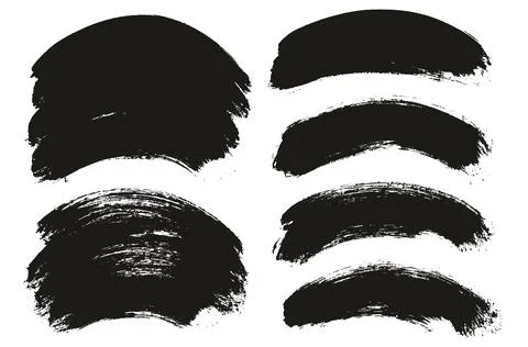 Round Brush Thick Curved Background Mix Artist Brush High Detail Mix Set Stock Illustration