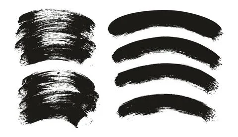 Round Brush Thick Curved Background Mix Artist Brush High Detail Mix Set Stock Illustration
