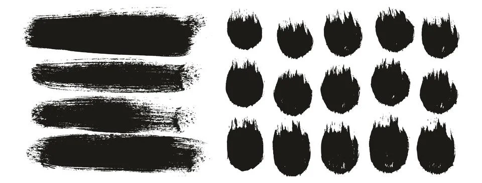 Round Brush Thick Long Background &amp; Straight Lines Mix Artist Brush High Detail Stock Illustration