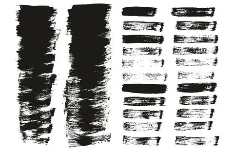 Round Brush Thin Short Background Artist Brush Abstract Vector Background Set Stock Illustration