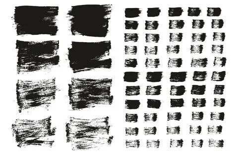 Round Brush Thin Short Background Artist Brush Abstract Vector Background Set Stock Illustration