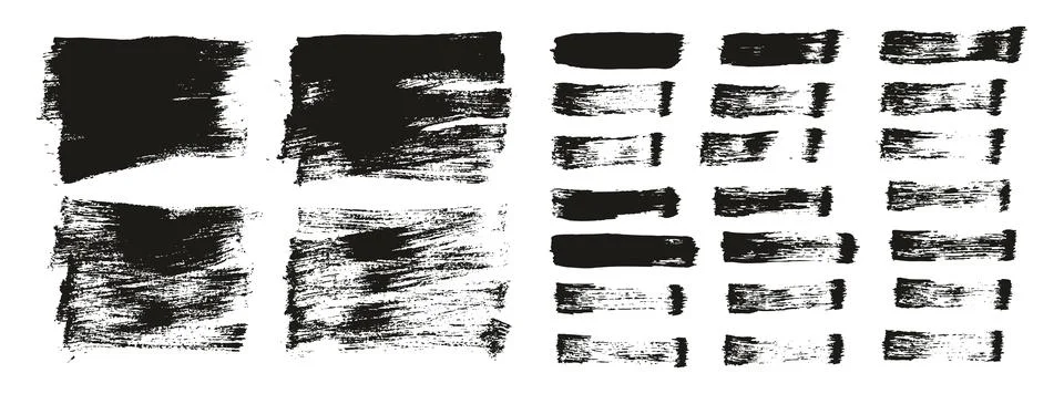 Round Brush Thin Short Background Artist Brush Abstract Vector Background Set Stock Illustration