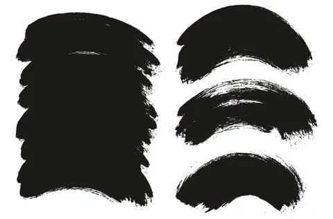 Round Brush Thin Short Background Artist Brush Abstract Vector Background Set Stock Illustration