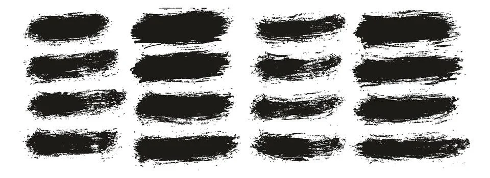 Round Brush Thin Short Background Artist Brush Abstract Vector Background Set Illustrazione stock