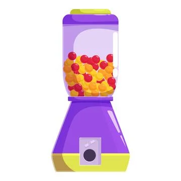 Round bubble gum dispensing machine with yellow and red chewing gum balls Stock Illustration