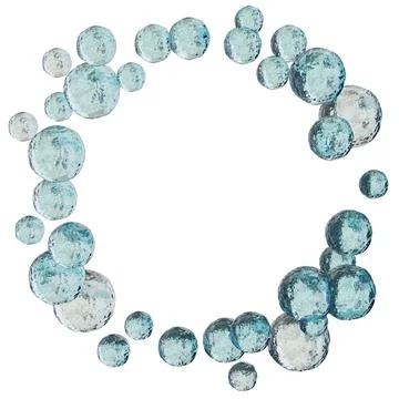 Round bubbles are arranged in a circular frame on a clear background. The bub Stock Photos