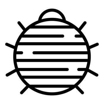Round bug icon, outline style Stock Illustration