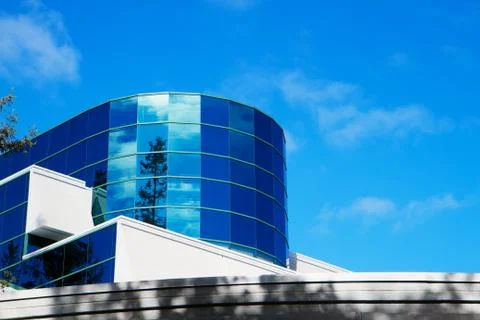 Round building trees open sky base Stock Photos