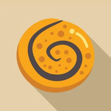 Round bun with chocolate having round shape lying on table Stock Illustration