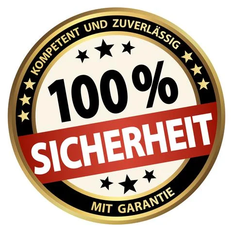 Round business button - 100% safety (german) Stock Illustration