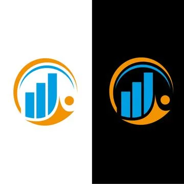 Round business finance graph progress logo vector human icon Stockillustratie