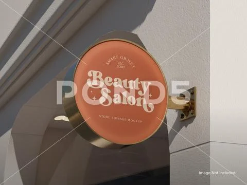 Round Business Sign Mockup - Storefront Display PSD Template