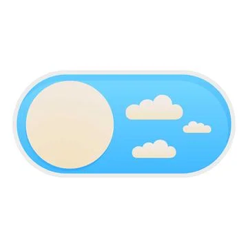 Round button changing day to night with clouds and sun Stock Illustration