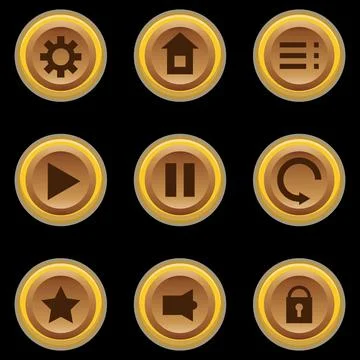 Round Button Game Pack Stock Illustration