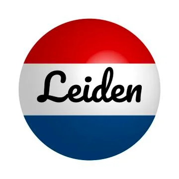 Round button Icon of national flag of Netherlands with inscription of city name Stock Illustration