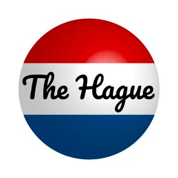Round button Icon of national flag of Netherlands with inscription of city name Stock Illustration