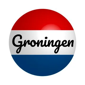 Round button Icon of national flag of Netherlands with inscription of city name Illustrazione stock