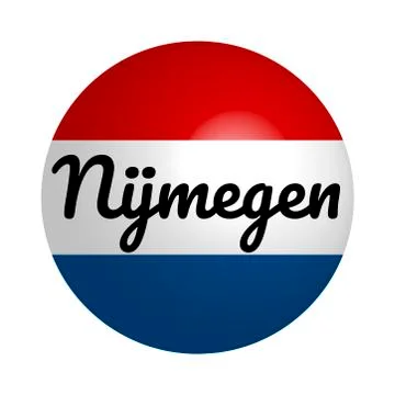 Round button Icon of national flag of Netherlands with inscription of city name Stock Illustration