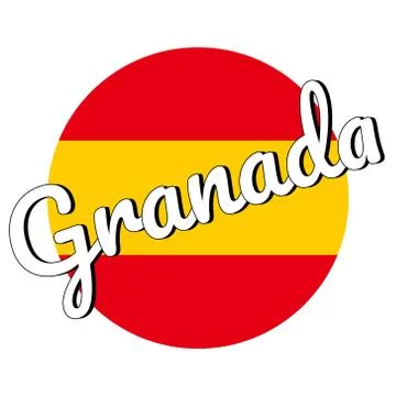 Round button Icon of national flag of Spain with red and yellow colors and Stock Illustration