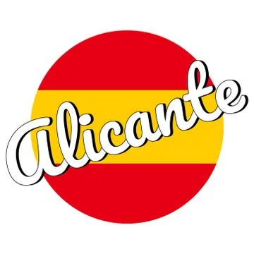 Round button Icon of national flag of Spain with red and yellow colors and Stock Illustration