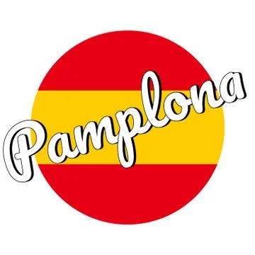 Round button Icon of national flag of Spain with red and yellow colors and Stock Illustration