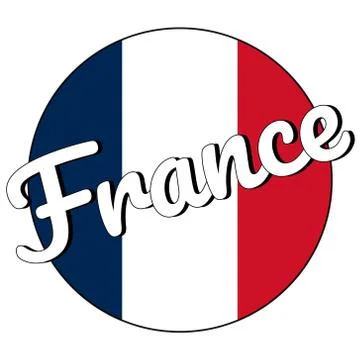 Round button Icon of national flag of France with red, white and blue colors and Stock Illustration