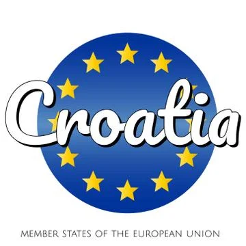 Round button Icon of national flag of The European Union with blue gradient Stock Illustration