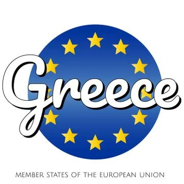 Round button Icon of national flag of The European Union with blue gradient Stock Illustration
