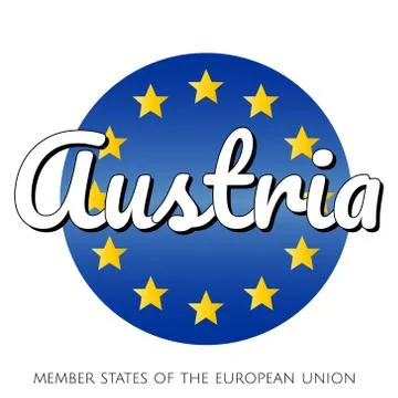 Round button Icon of national flag of The European Union with blue gradient Illustrazione stock