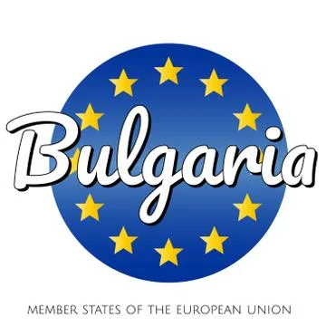 Round button Icon of national flag of The European Union with blue gradient Stock Illustration