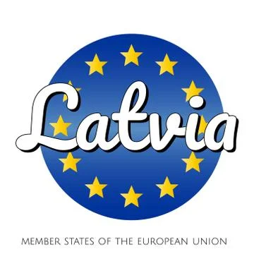 Round button Icon of national flag of The European Union with blue gradient Stock Illustration